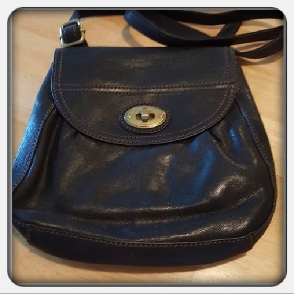 Fossil Handbags - Genuine Black Leather Fossil Organizer Crossbody
